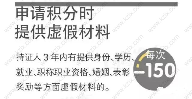 上海居住证积分减分指标提供虚假材料